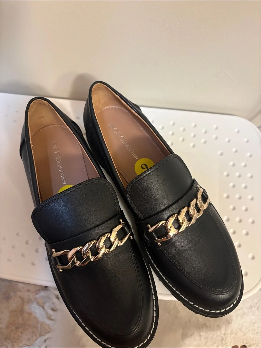 BCBG Black Women's Chain-Detail Loafers